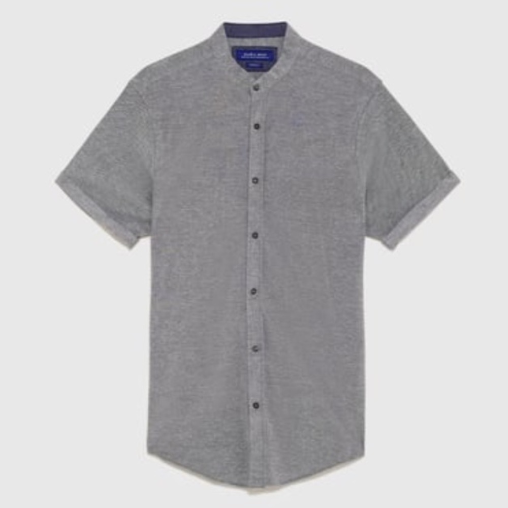 ZARA pique shirt with mandarin collar